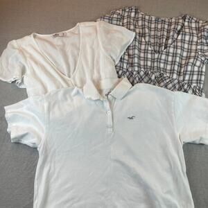 Bundle 3 Hollister Shirts Tops Polo Blouse S Small White Black